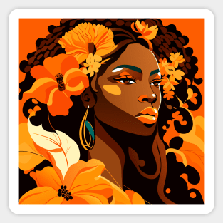 Orange flowers lady Sticker